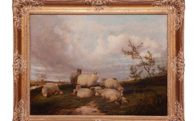 19th Century, Sheep Landscape, Oil on Canvas Painting