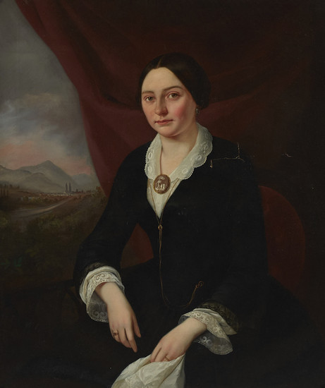 19th c. American School Portrait Oil on Canvas