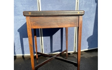 19th century Rosewood and strung envelope card table with h9...