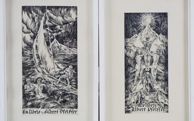 2 Entwürfe für das Exlibris von Albert Pfeiffer (Fotograf, Ulm), 1939