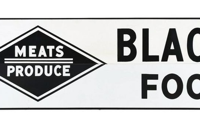 2 PIECE "BLACK FOOD" PORCELAIN SIGN.