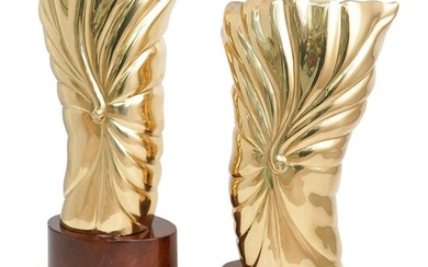 (2 Pcs) Mid Century Chapman Gold Gilt Brass Lamps