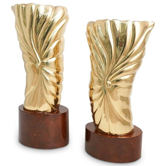(2 Pcs) Mid Century Chapman Gold Gilt Brass Lamps