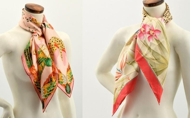 2 Silk Scarves, Salvatore Ferragamo & Cartier