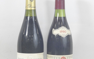 2 bouteilles : Pernand-Vergelesses 1er cru 1998 Domaine Laleure-Piot (1) ; Côte de Nuits-Villages 1990...