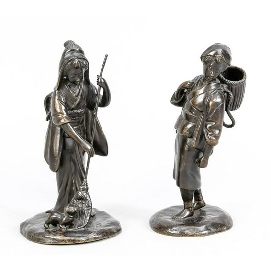 2 bronze figures, Japan
