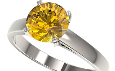 2 ctw Certified Intense Yellow Diamond Engagement Ring 10k White Gold
