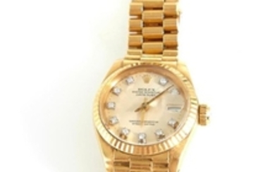 Vintage Rolex Oyster Datejust Presidential diamond and gold wristwatch