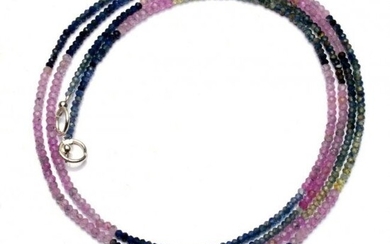 25.00 ct. Multi color Sapphire Rondelle Bead Necklace