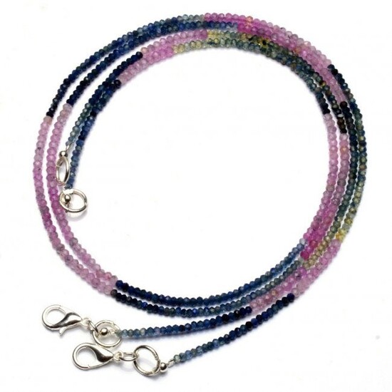 25.00 ct. Multi color Sapphire Rondelle Bead Necklace