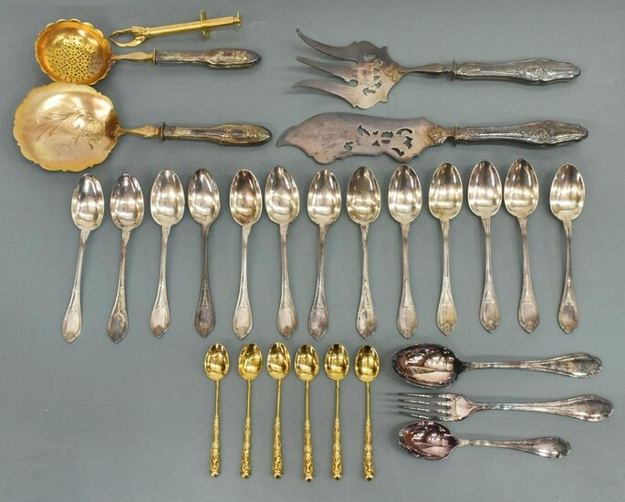 (27) FRENCH CASED SILVER PLATE SERVING FLATWARE