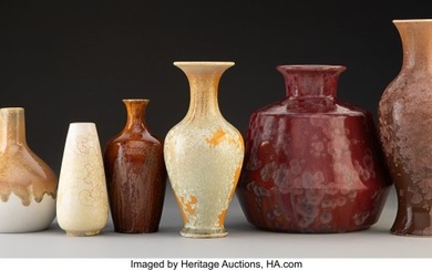 27110: Six Crystalline Glazed Ceramic Vases, 20th centu