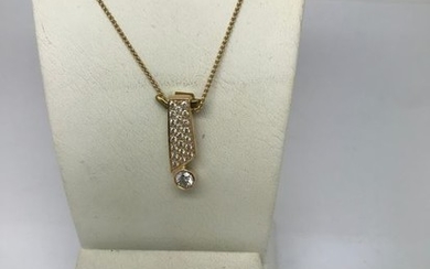 14 kt. Yellow gold - Necklace with pendant, Ring - 1.88 ct Diamond - Diamonds