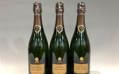 3 Bottles Champagne Bollinger Extra Brut RD 2002 - Carton