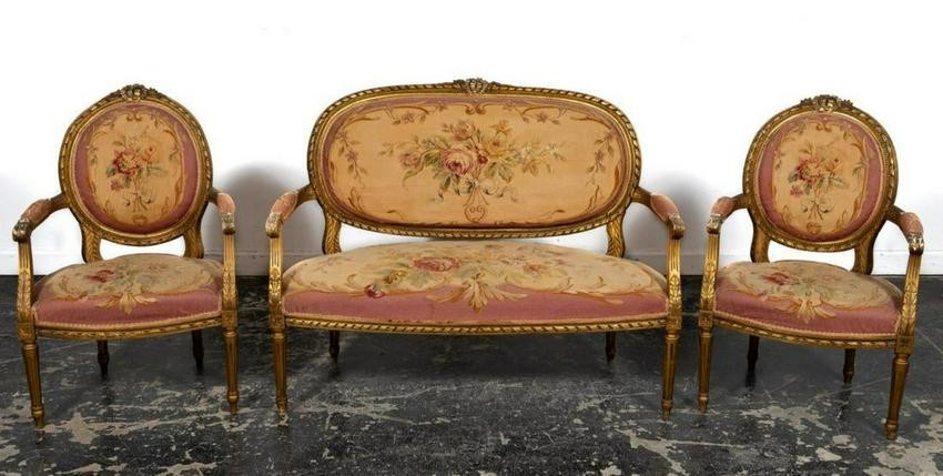 3 Pc. Late 19th C. Louis XVI Style Parlor Set