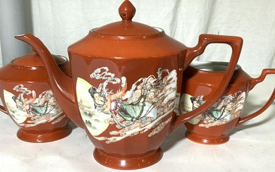 3 Pc Signed Asian Porcelainware Tea Set