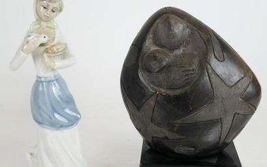 Two Ceramic Figurines - Girl and Abstract