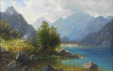 Josef SCHOYERER (1844-1923). Mountain lake./Josef