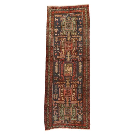 3'6 x 9'8 Hand-Knotted North West Persian Long Rug, 1960s