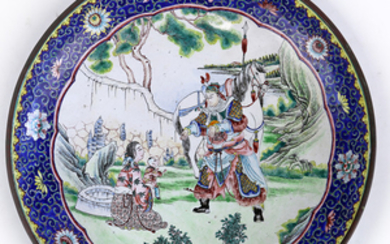 Chinese Enameled Plate, Figures