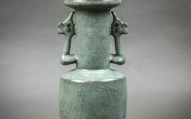 Chinese Guan type Handled Ceramic Vase