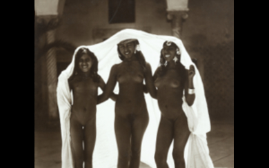 LEHNERT & LANDROCK , Three young nude women 1910 ca. Two gelatin silver prints. Signed from the negative on the recto (image number 2173...