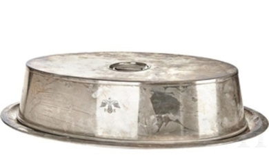 Adolf Hitler - a Serving Platter with Draining Insert and Cloche from the Silverware of the Neue Reichskanzlei, Berlin