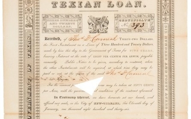 47010: First Texian Loan Signed by Stephen F. Austin, B