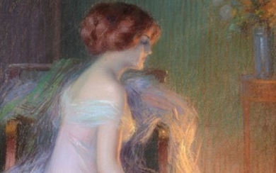 Delphin Enjolras (1857-1945) French ''L'Élégant'' Signed, pastel, 51cm by 36cm...
