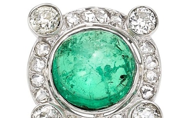 55210: Art Deco Colombian Emerald, Diamond, Platinum R