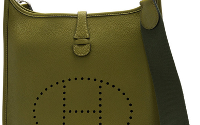 Hermès Vert Anis Togo Leather Evelyne III PM Bag...