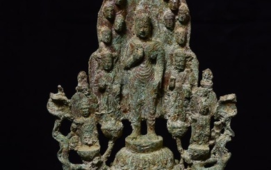 5thCentury Style Bronze Buddha in the Uddiyana, after Gandharan style