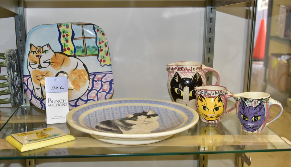 (6) Pcs Cat Related Pottery