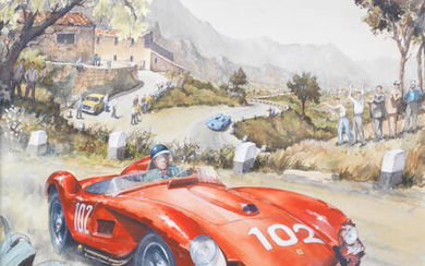 Michael Wright (British 1935-), 'Mike Hawthorn - 1958 Targa Florio'