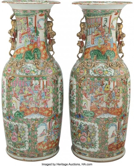 61010: A Pair of Large Chinese Rose Medallion Porcelain