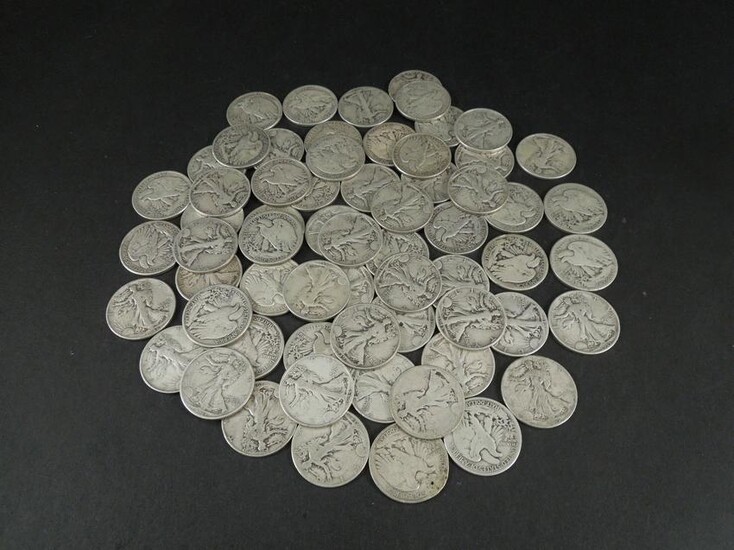 (63) Walking Liberty Silver Half Dollars.