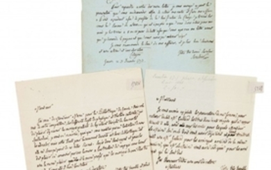 JEAN SENEBIER (1742-1809) Réunion de 3 lettres autographes signées à divers correspondants