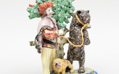 Staffordshire Figure Group of Savoyard and Dancing Bear