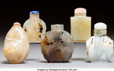 78010: A Group of Five Chinese Chalcedony Snuff Bottles