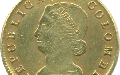8 Escudos 1828, Columbia(Bogota), Gold, Very Scarce