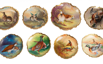 (8) Limoges Hand Painted Porcelain Plates with Birds