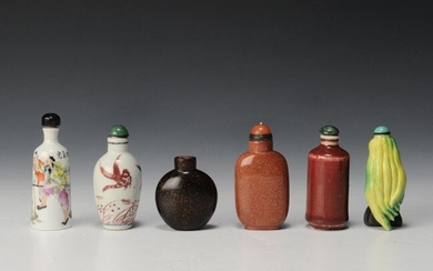 Group of 6 Snuff Bottles, 19th-Early 20th Century