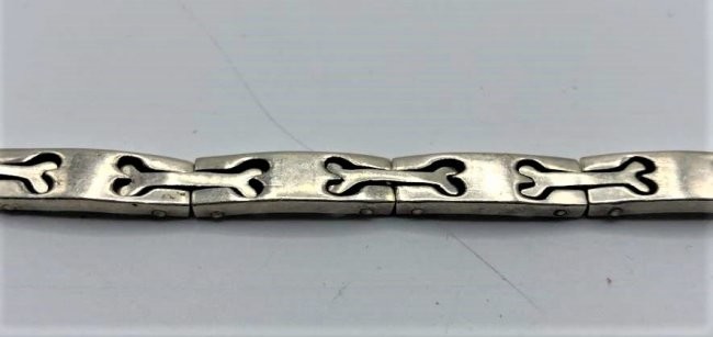.925 Sterling Silver Mens Dog Bone Links Bracelet