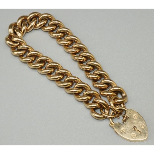 9ct yellow gold curb link charm bracelet, the links with eng...