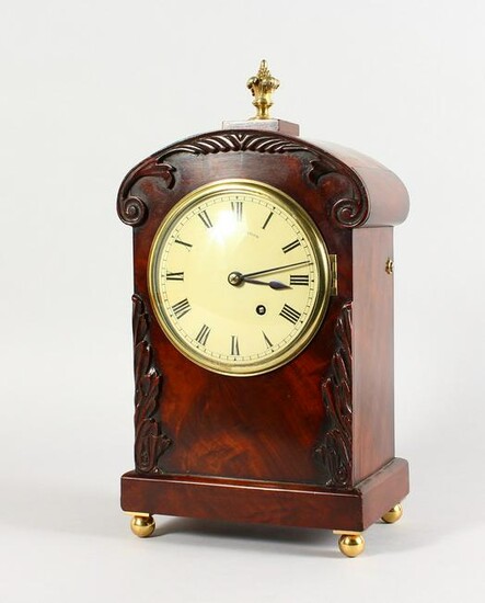 A 19TH CENTURY MAHOGANY CASED BRACKET CLOCK by RUSSELL