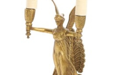 SOLD. A 19th century French bronze wall sconce with two lights. H. 47 cm. –...