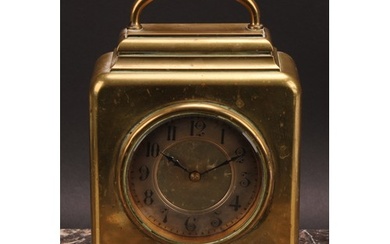A 19th century brass table timepiece, 8.5cm silvered clock d...