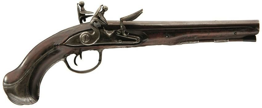 A 28-BORE FRENCH DOUBLE BARRELLED FLINTLOCK HOLSTER