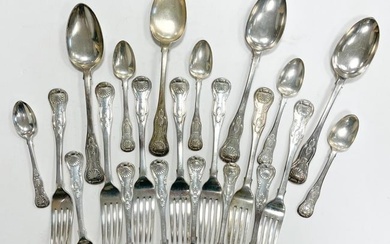 A 49-piece harlequin set of Victorian and later silver flatware