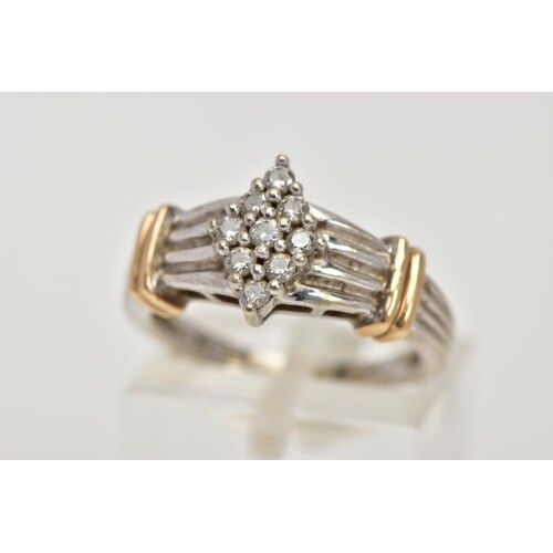 A 9CT GOLD CUBIC ZIRCONIA SET DRESS RING, designed with a ma...
